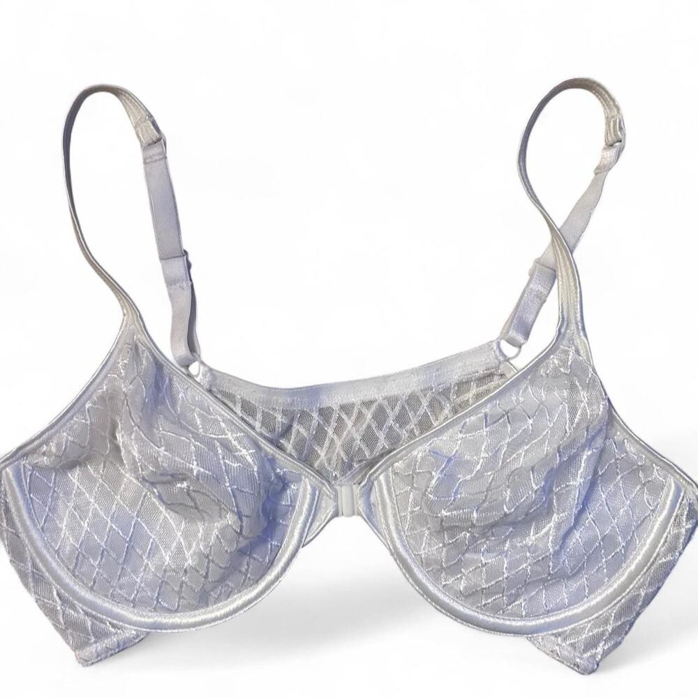 Vintage Warner's silver‎ and white Bra 38B EUC 80s 90s